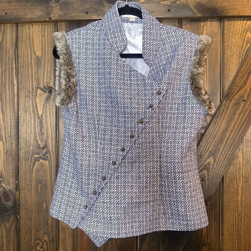 Good Orient Asymmetrical Button Fur Lined Vest